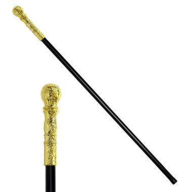 Bastone pvc nero pomello oro