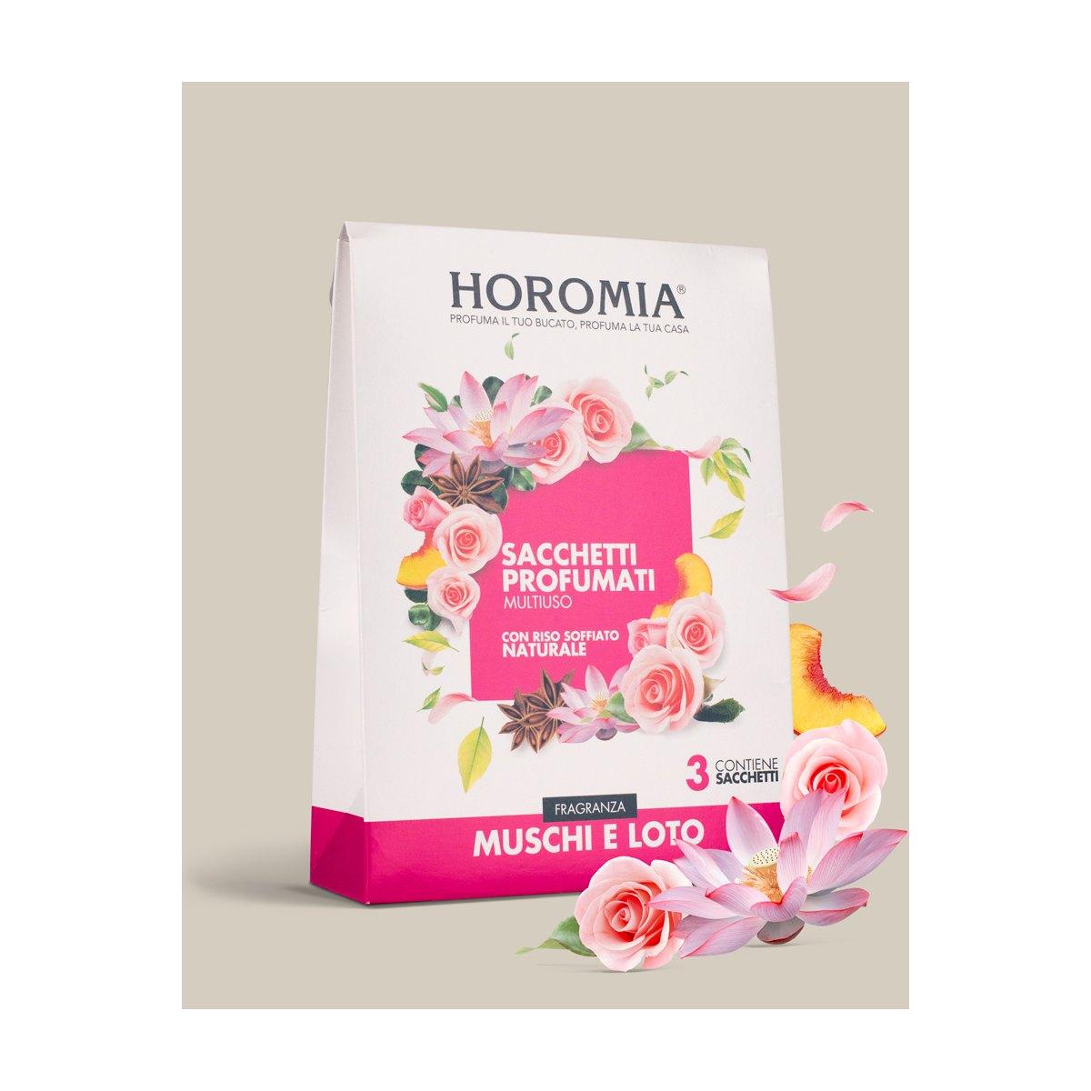Sacchetti profumati horomia muschi loto multiuso Set 3 pz