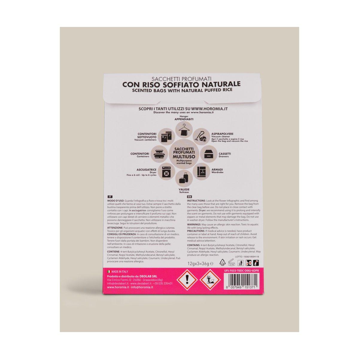 Sacchetti profumati horomia muschi loto multiuso Set 3 pz