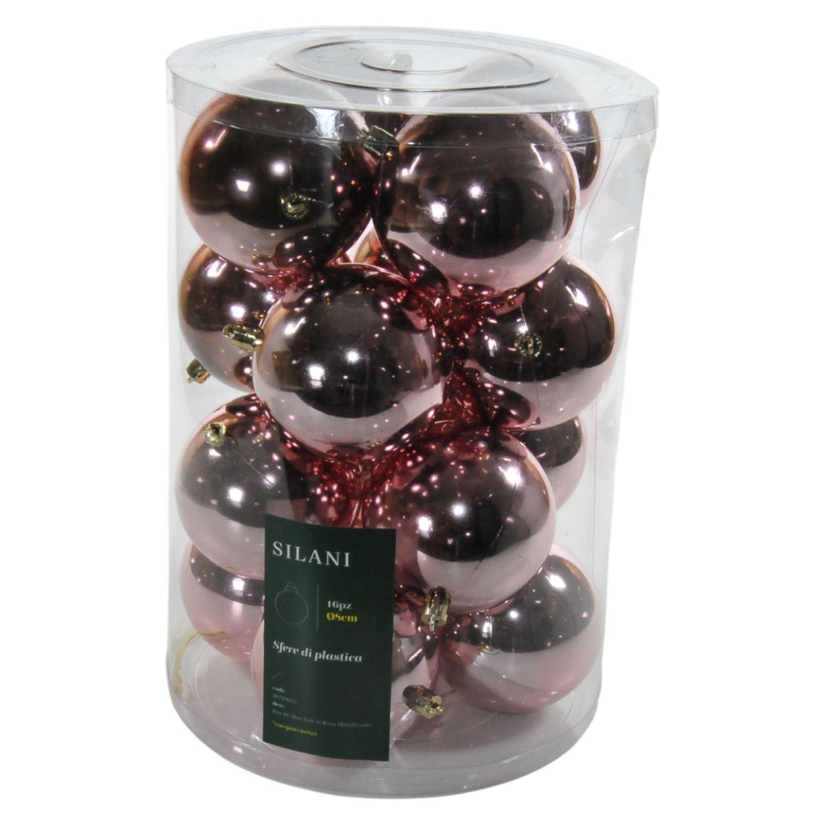 Pallina natalizia rosa metallizzato Set 16 pz
