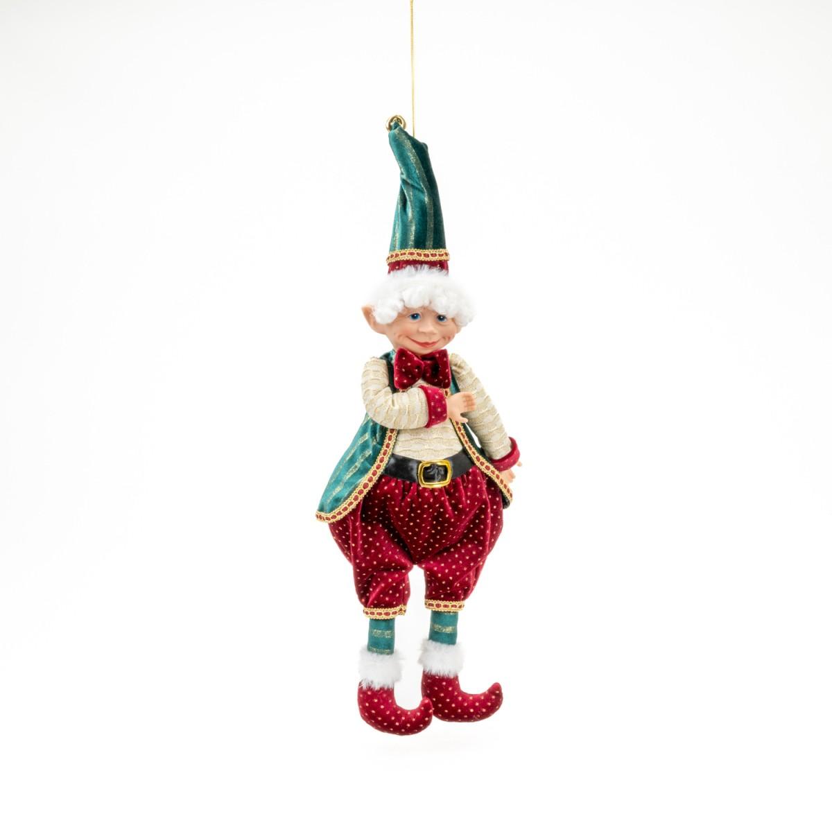 Elfo in tessuto rosso verde 50 cm