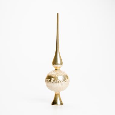 Puntale albero natale vetro oro scritta 29 cm