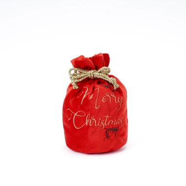 Sacco natalizio velluto rosso scritta 10 x 17 cm