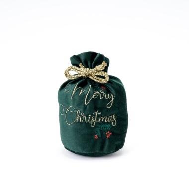 Sacco natalizio velluto verde scritta 10 x 17 cm