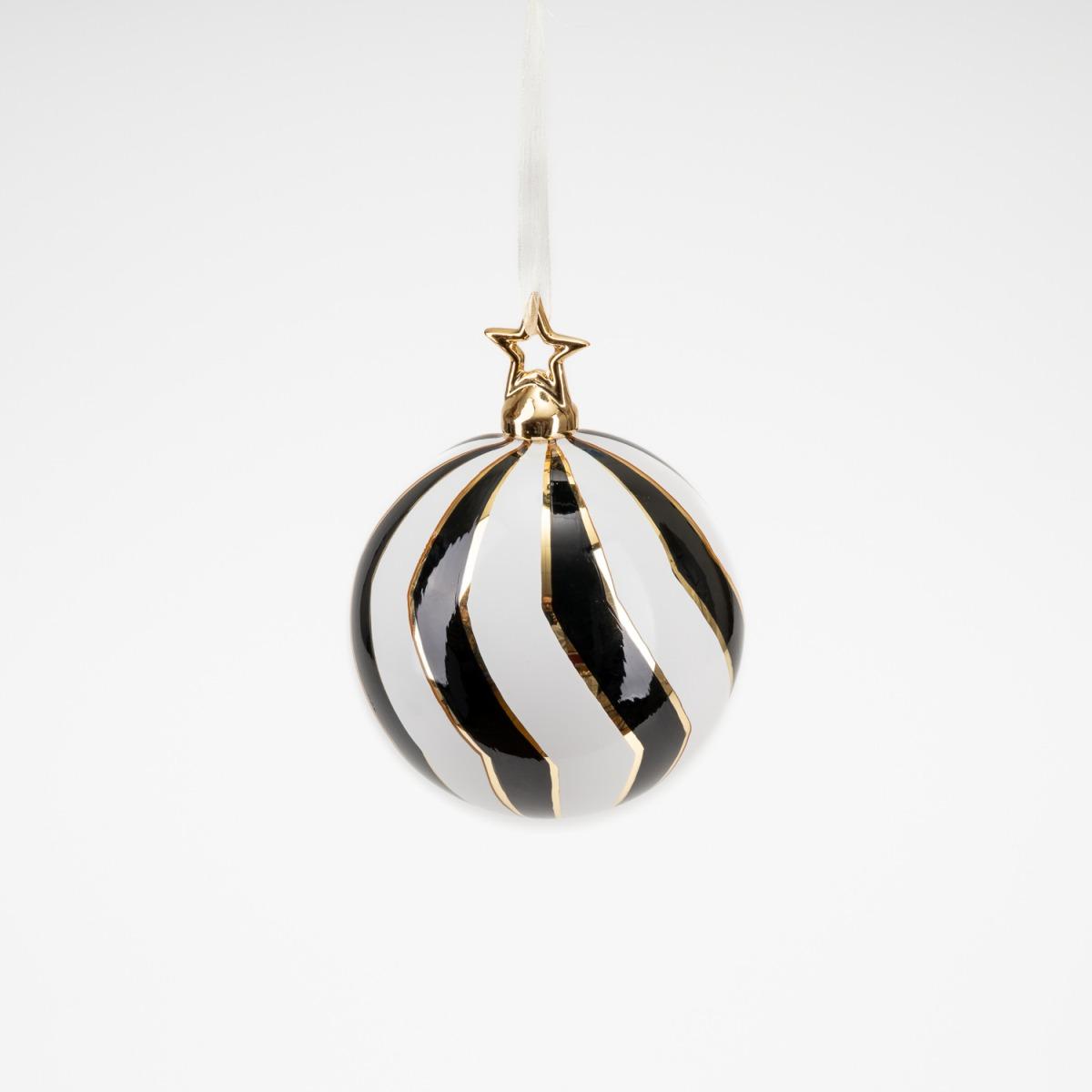 Pallina natalizia vetro luxury bianca nera Ø 10 cm