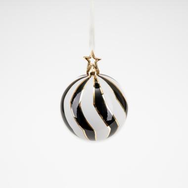 Pallina natalizia vetro luxury bianca nera Ø 10 cm