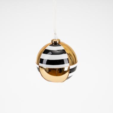 Pallina natalizia vetro luxury fasce bianca nera Ø 8 cm
