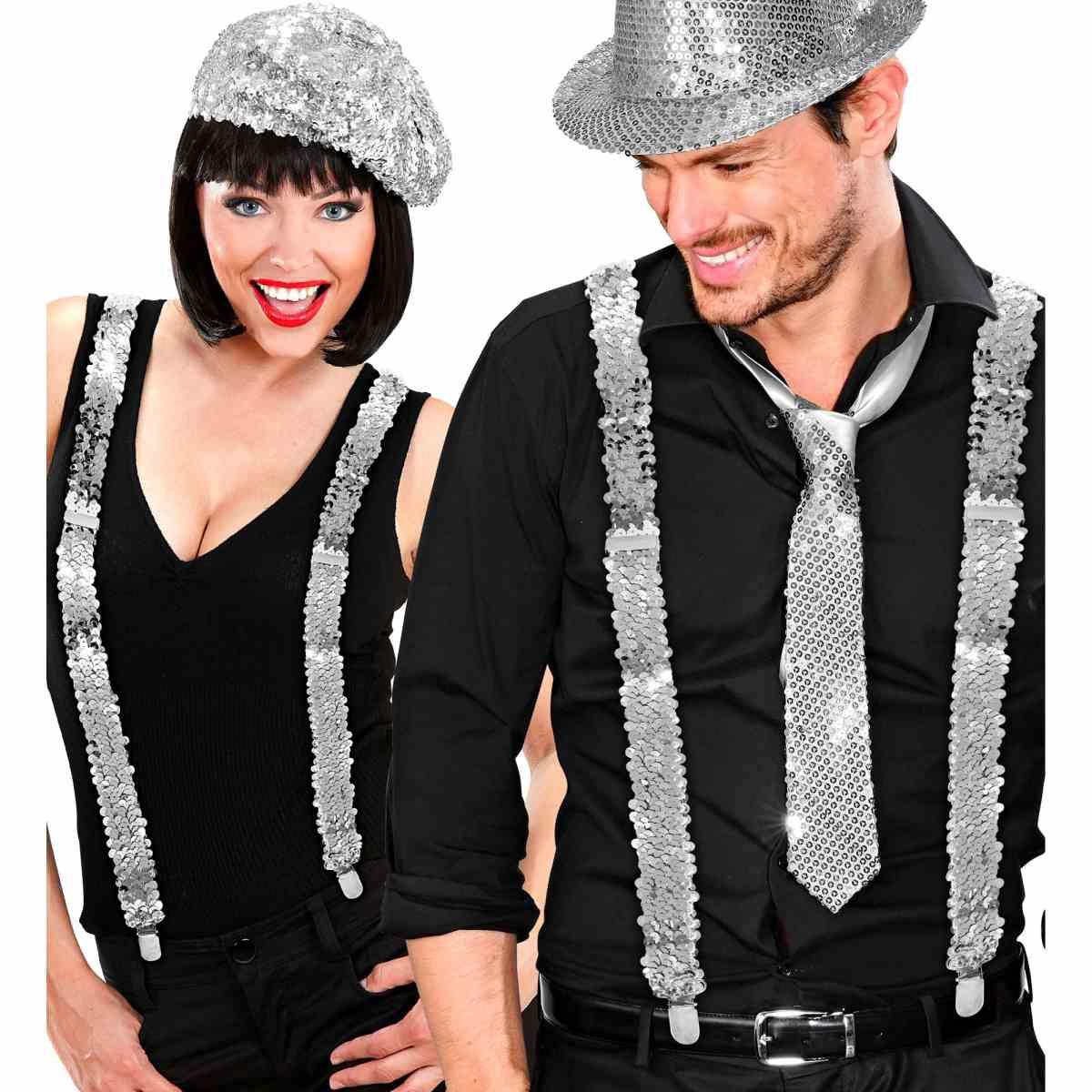 Bretelle paillettes argento