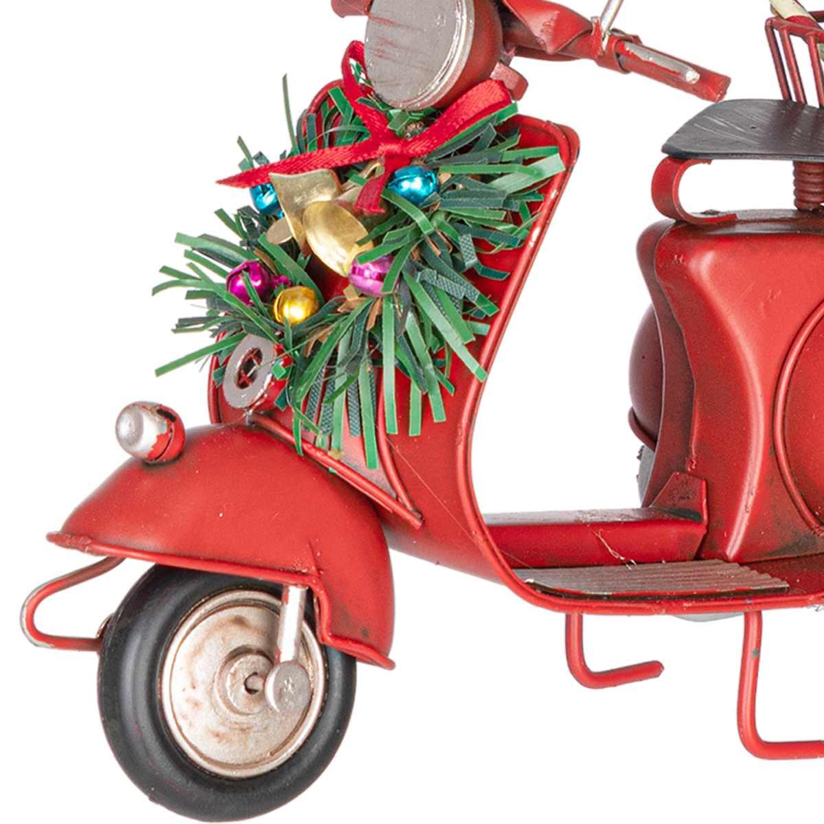 Decorazione natalizia vespa metallo rossa 17 x 12,7 cm