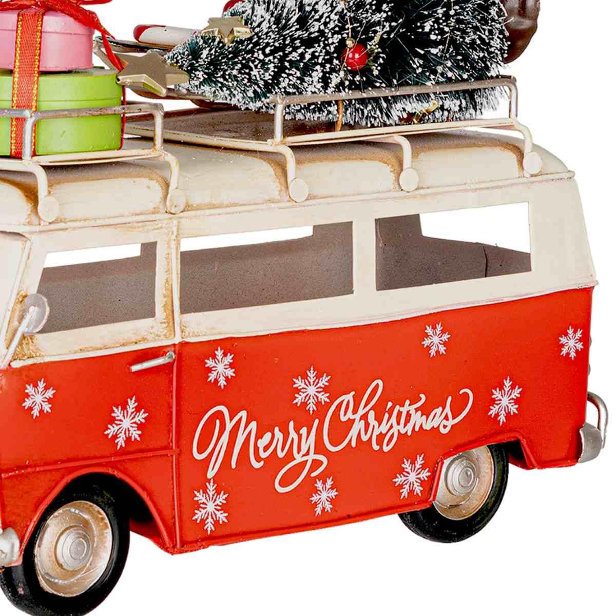 Decorazione natalizia furgoncino metallo 26 x 18 cm