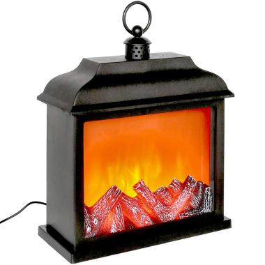 Decorazione natalizia camino lester nero usb 30 x 34 cm