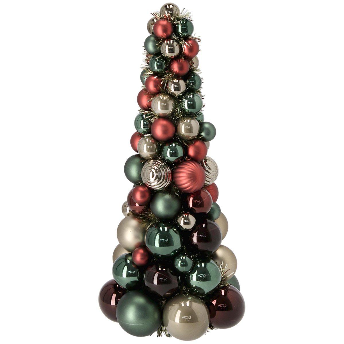 Albero di Natale 39 cm perle rosso verde