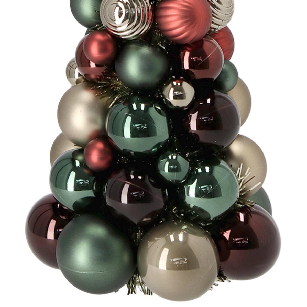Albero di Natale 39 cm perle rosso verde