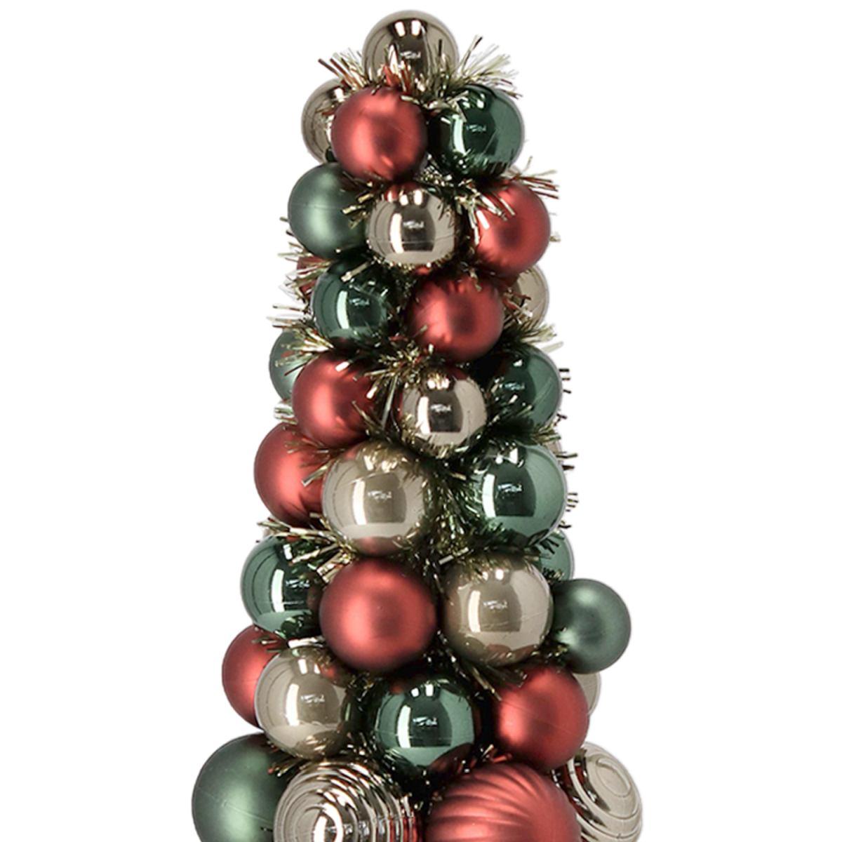 Albero di Natale 39 cm perle rosso verde