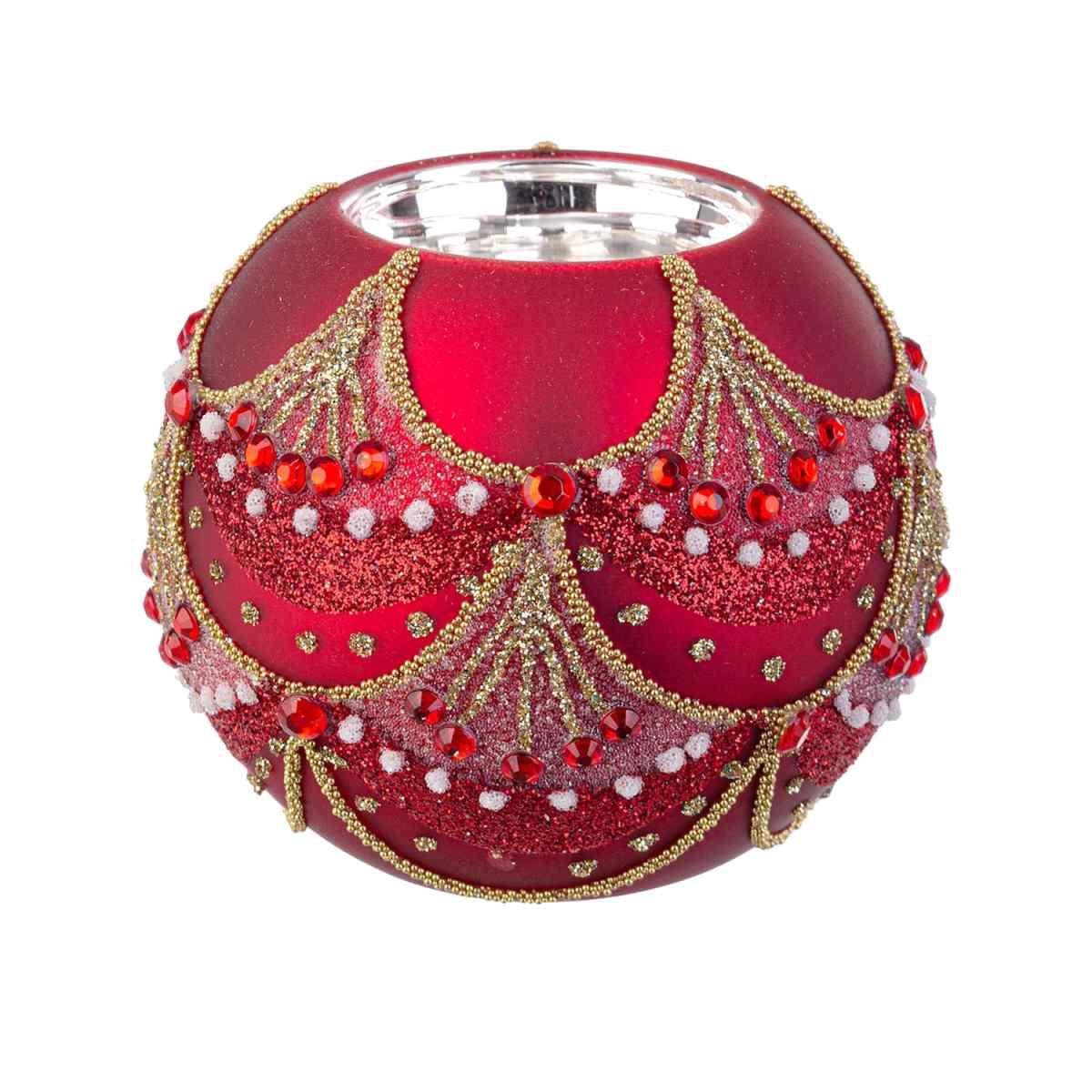 Portacandela vetro glitz rosso