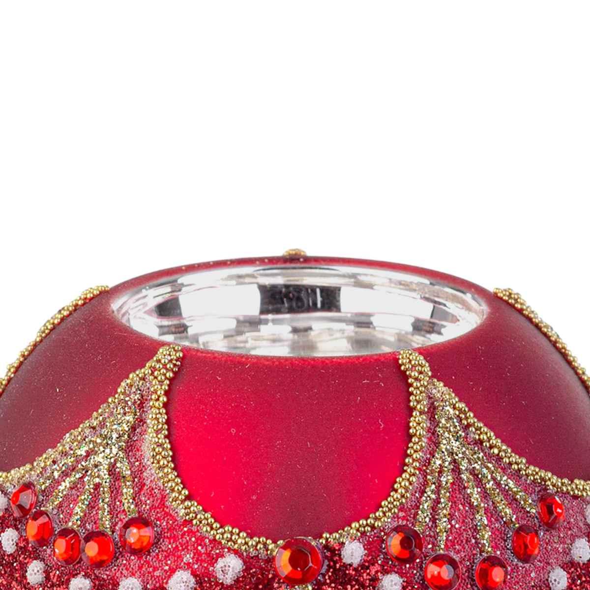 Portacandela vetro glitz rosso