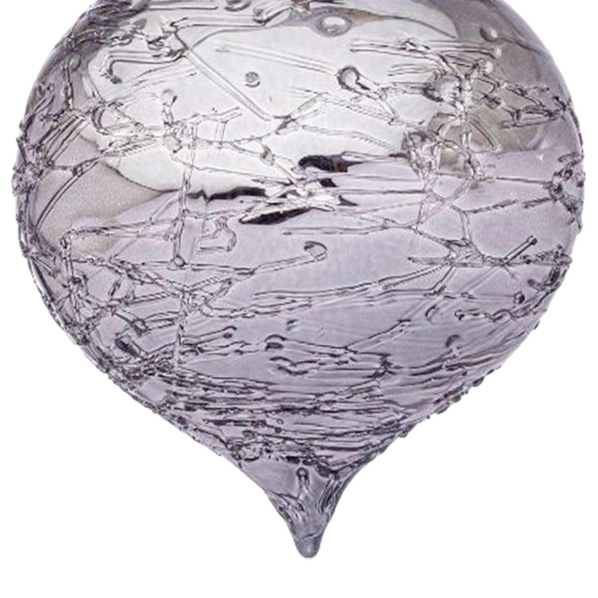 Pallina natalizia vetro cipolla argento glaciale 8 cm