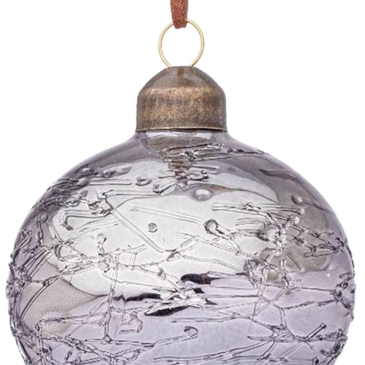 Pallina natalizia vetro cipolla argento glaciale 8 cm