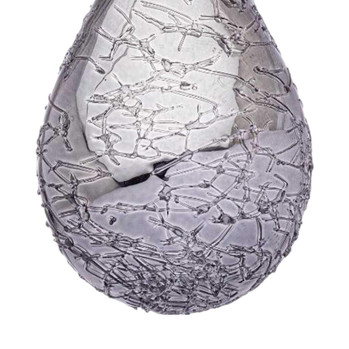 Pallina natalizia vetro goccia argento glaciale 10 cm