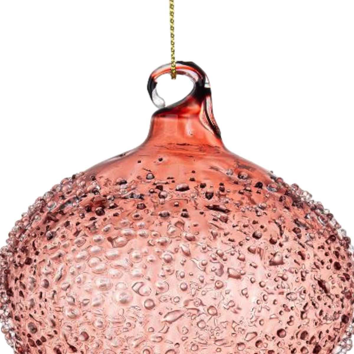 Pallina natalizia vetro cipolla rosa bollicine 8 cm