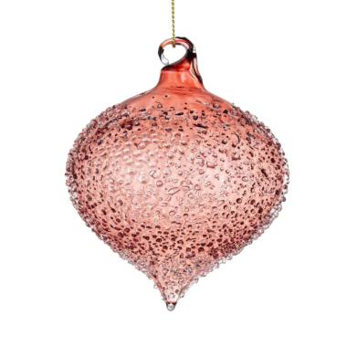Pallina natalizia vetro cipolla rosa bollicine 8 cm
