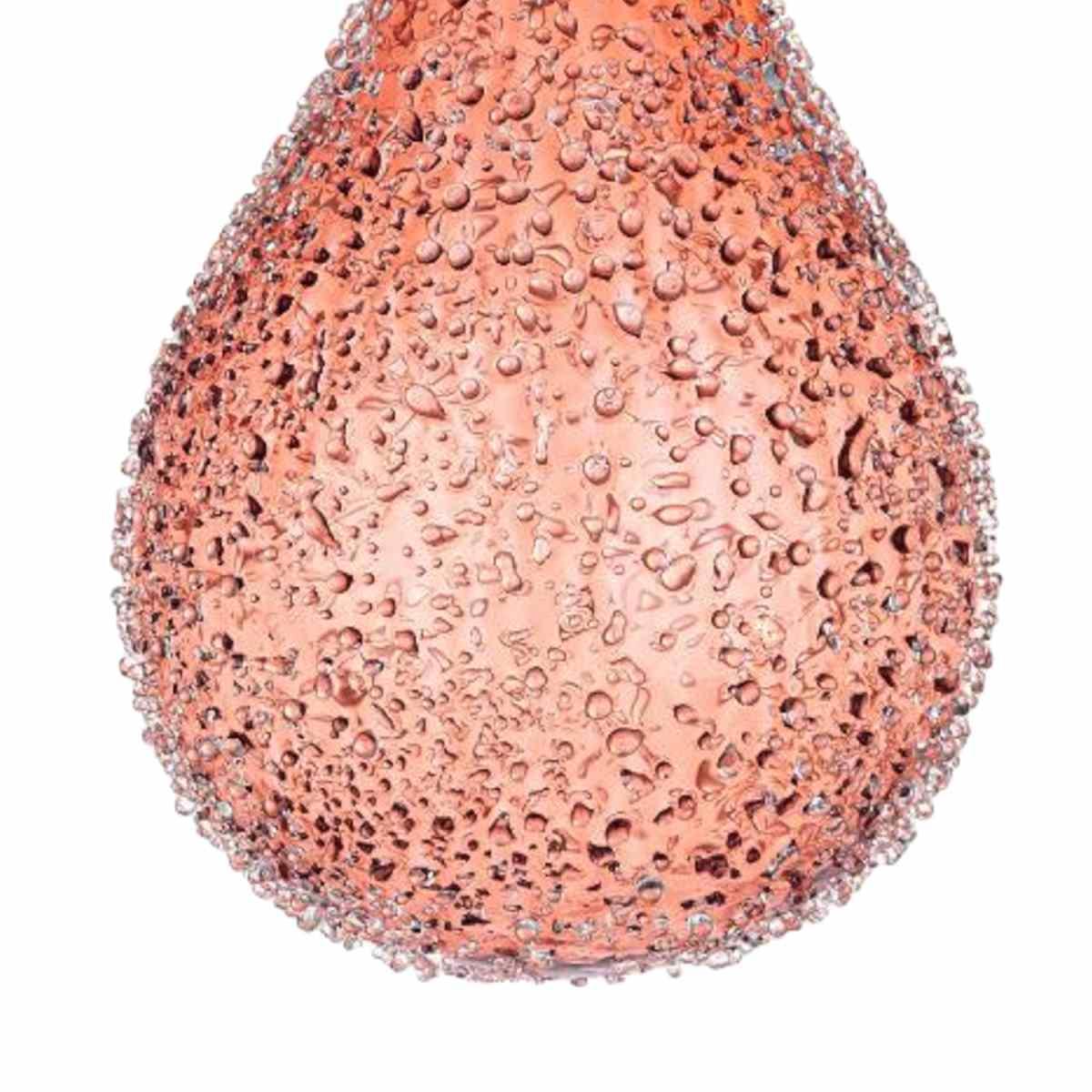 Pallina natalizia vetro goccia rosa bollicine 10 cm