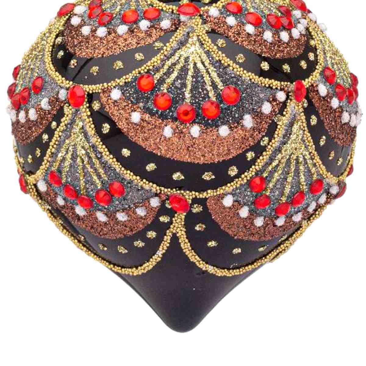 Pallina natalizia vetro cipolla nera decori 8 cm
