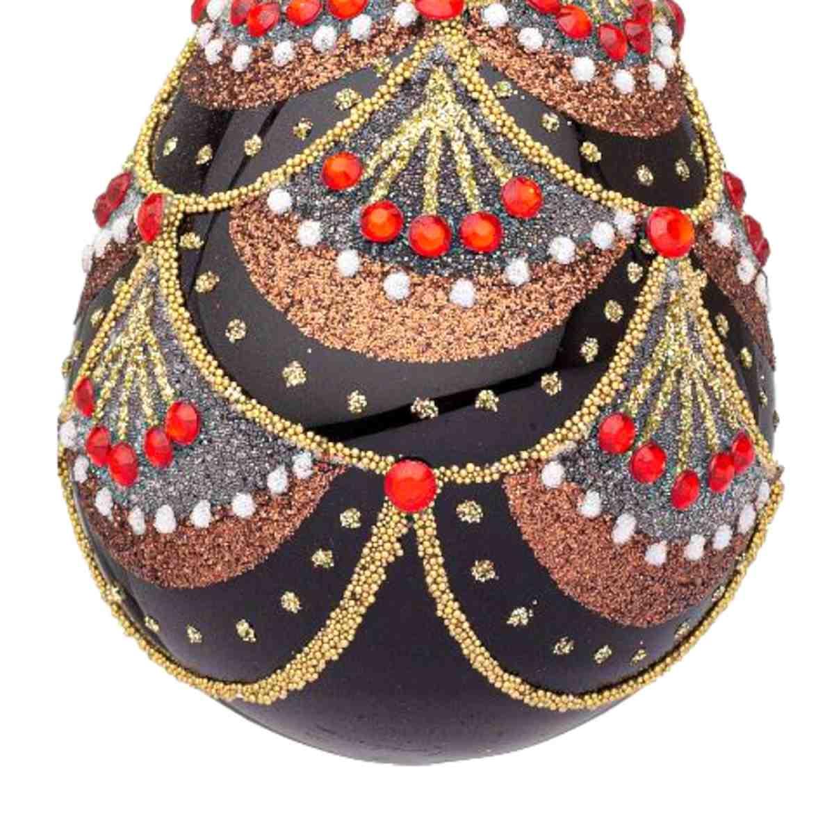 Pallina natalizia vetro goccia nera decori 10 cm