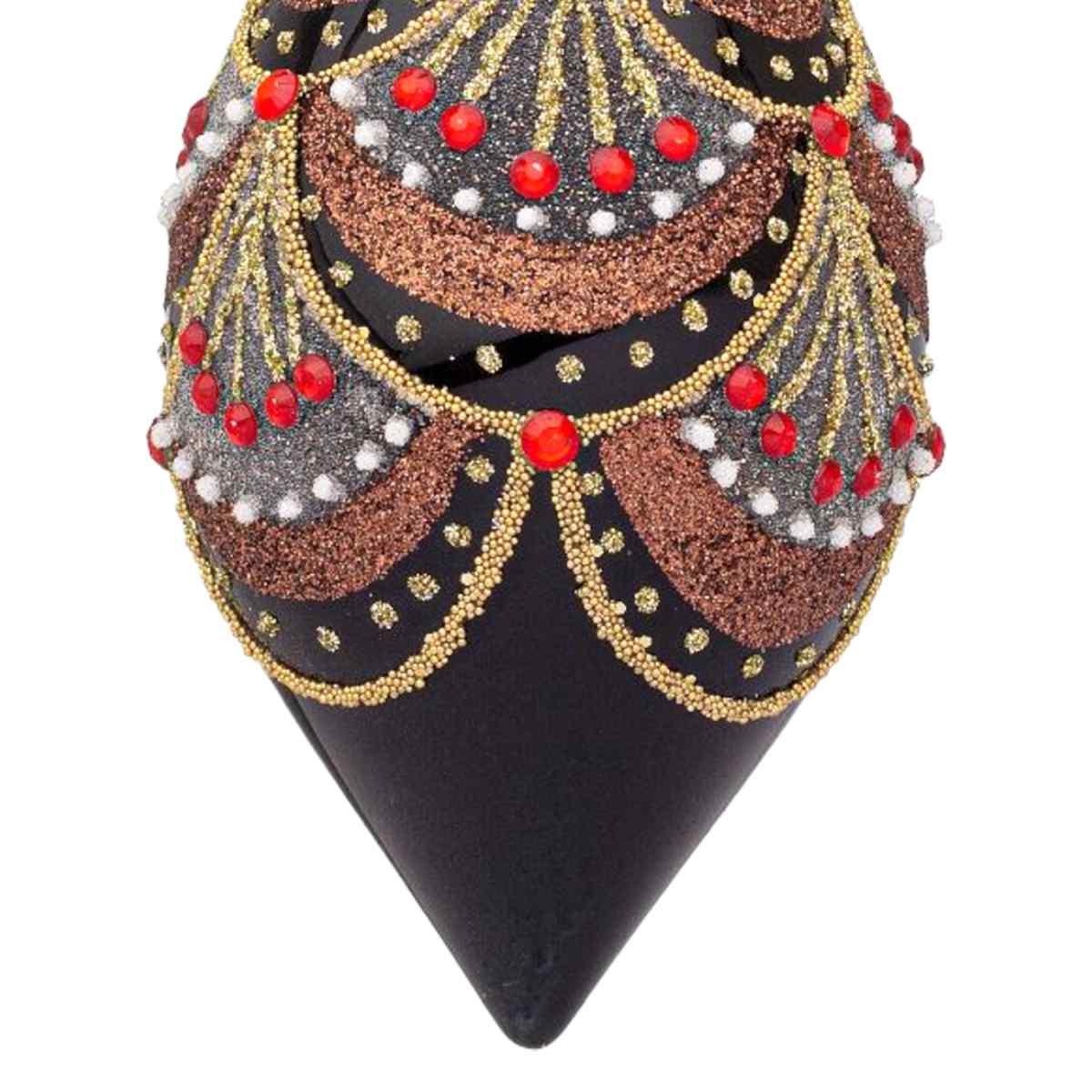 Pallina natalizia vetro goccia nera decori 13 cm