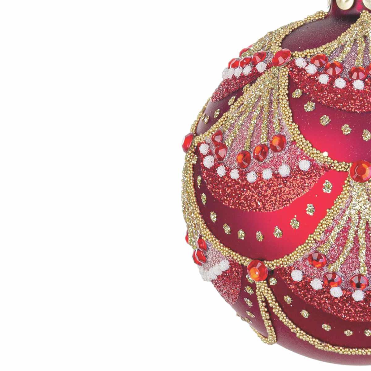 Pallina natalizia vetro rossa decorazioni 8 cm