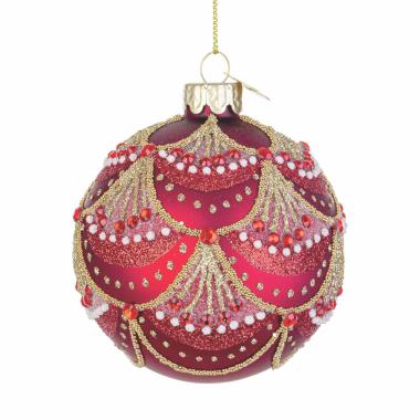 Pallina natalizia vetro rossa decorazioni 8 cm