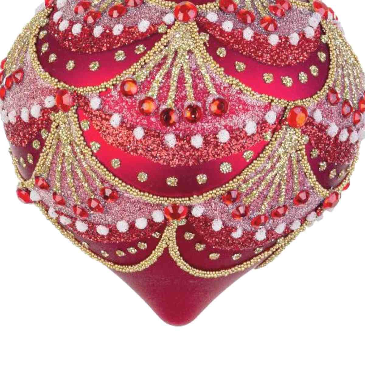 Pallina natalizia vetro cipolla rossa decori 8 cm