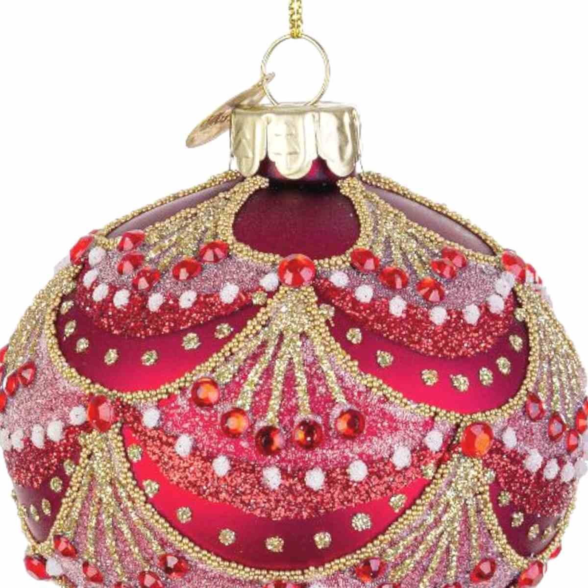 Pallina natalizia vetro cipolla rossa decori 8 cm