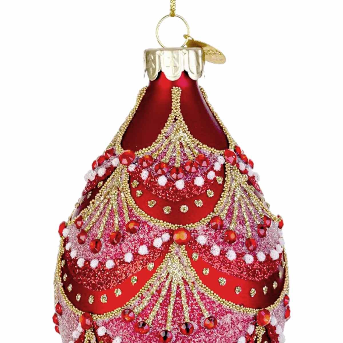 Pallina natalizia vetro goccia rossa decori 13 cm