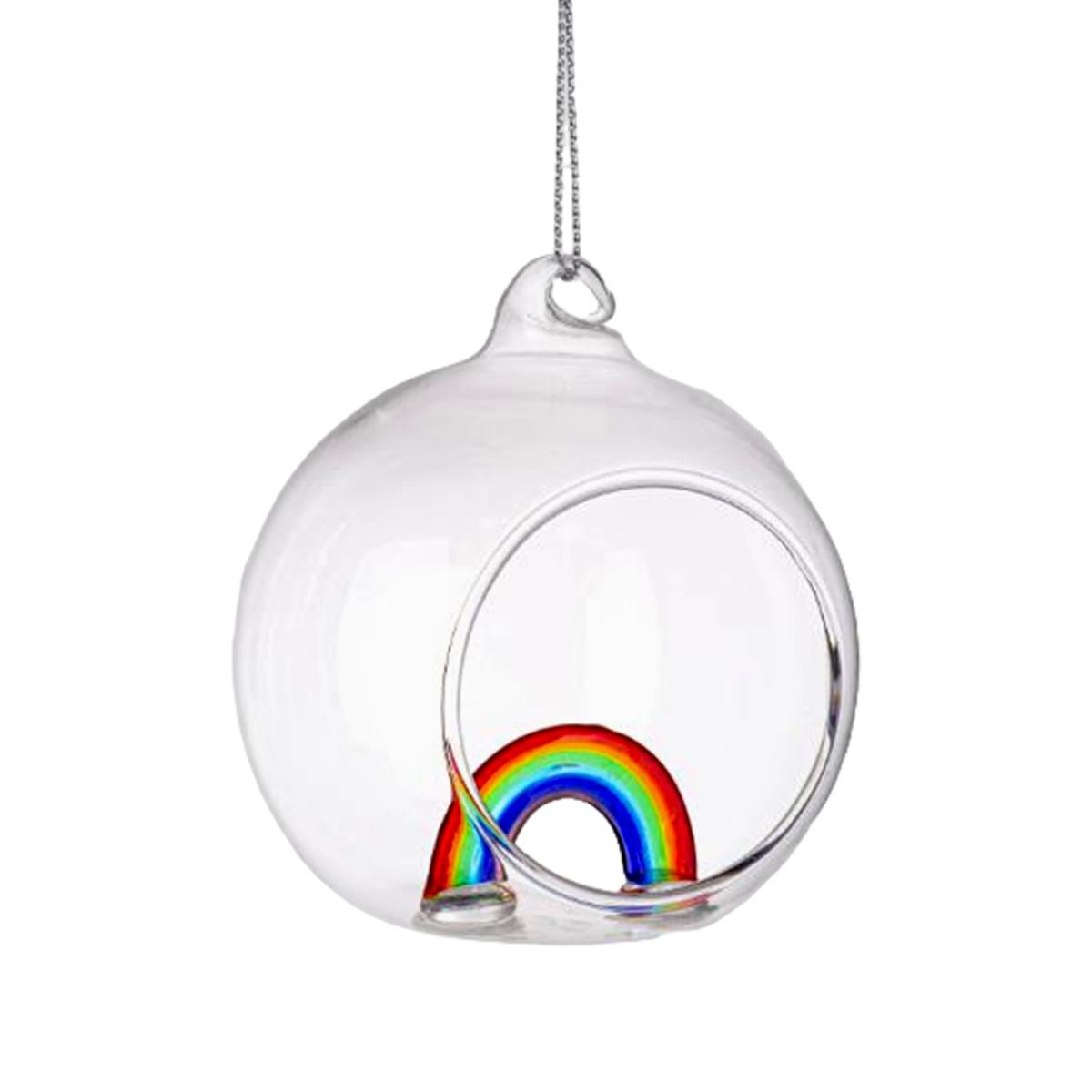 Pallina natalizia vetro arcobaleno 8 cm