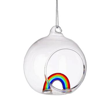 Pallina natalizia vetro arcobaleno 8 cm