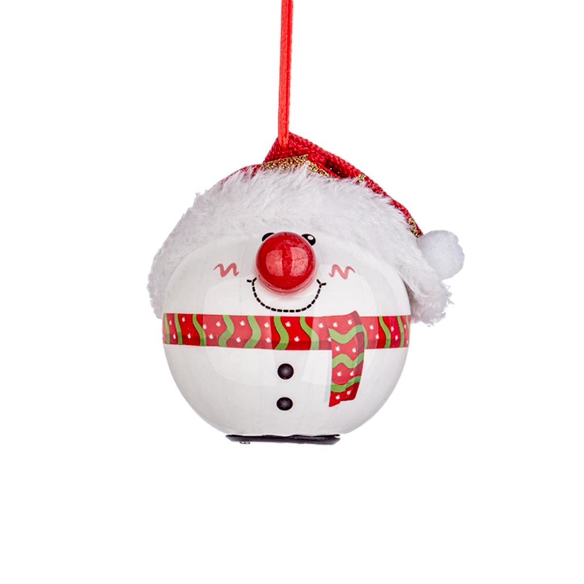 Pallina natalizia pupazzo neve led Ø 8 cm