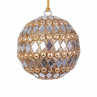 Pallina natalizia pietre perline oro argento Ø 10 cm