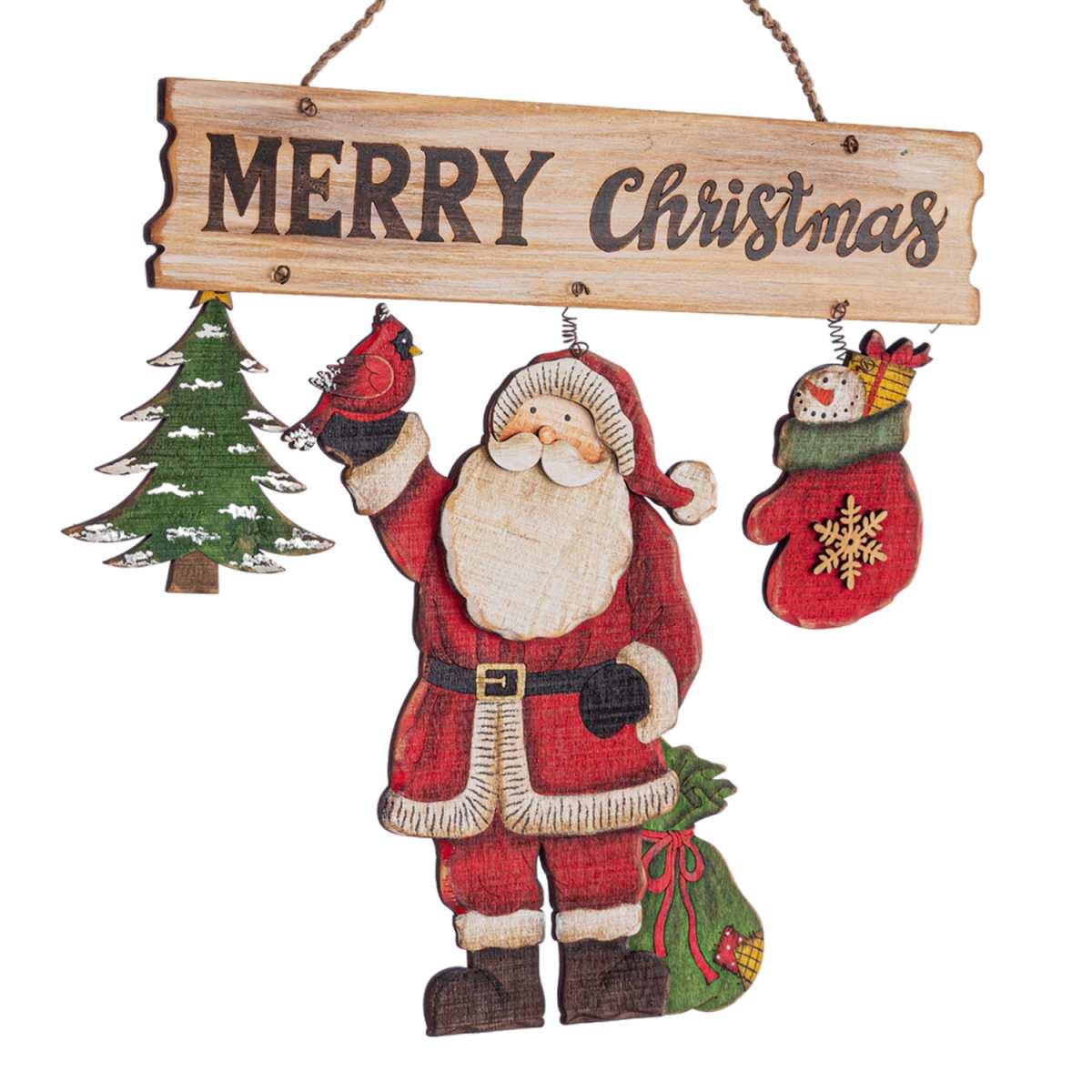 Decorazione natalizia targa legno scritta babbo 30 x 31 cm