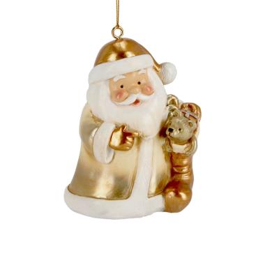 Babbo natale resina oro orsetto bizzotto 9 cm