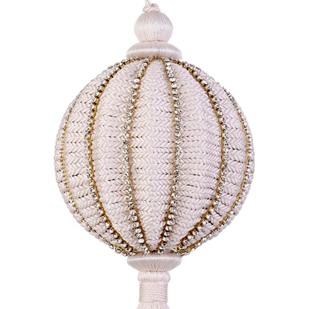 Decorazione natalizia drops bianca decori oro 8,5 x 26 cm