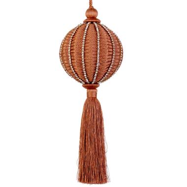 Decorazione natalizia drops tortora decori oro 8,5 x 26 cm