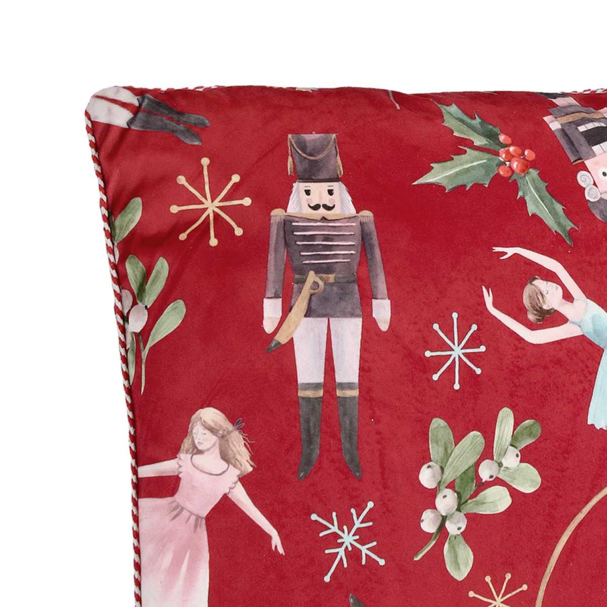Cuscino arredo in tessuto natale schiaccianoci rosso 45 x 45 cm