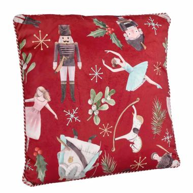 Cuscino arredo in tessuto natale schiaccianoci rosso 45 x 45 cm