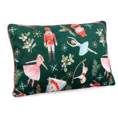 Cuscino arredo in tessuto natale schiaccianoci verde 40 x 60 cm