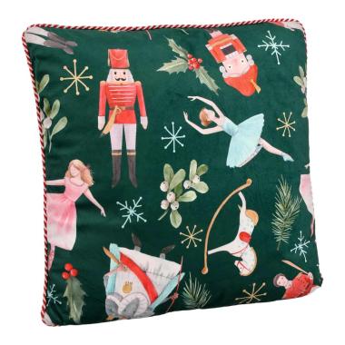 Cuscino arredo in tessuto natale schiaccianoci verde 45 x 45 cm