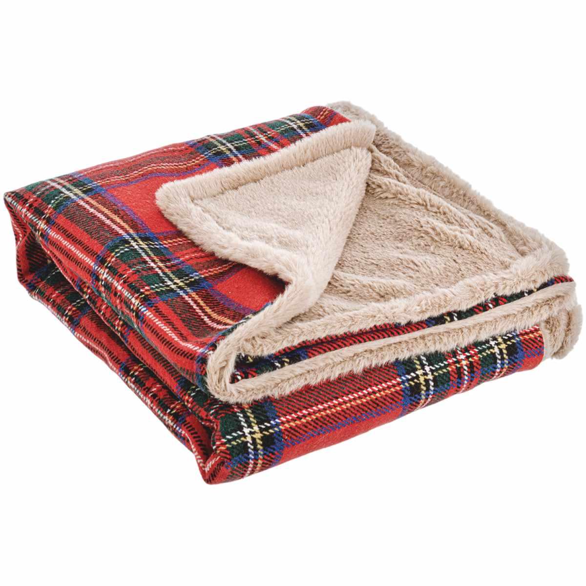 Coperta plaid natale tartan scozzese 120 x 100 cm