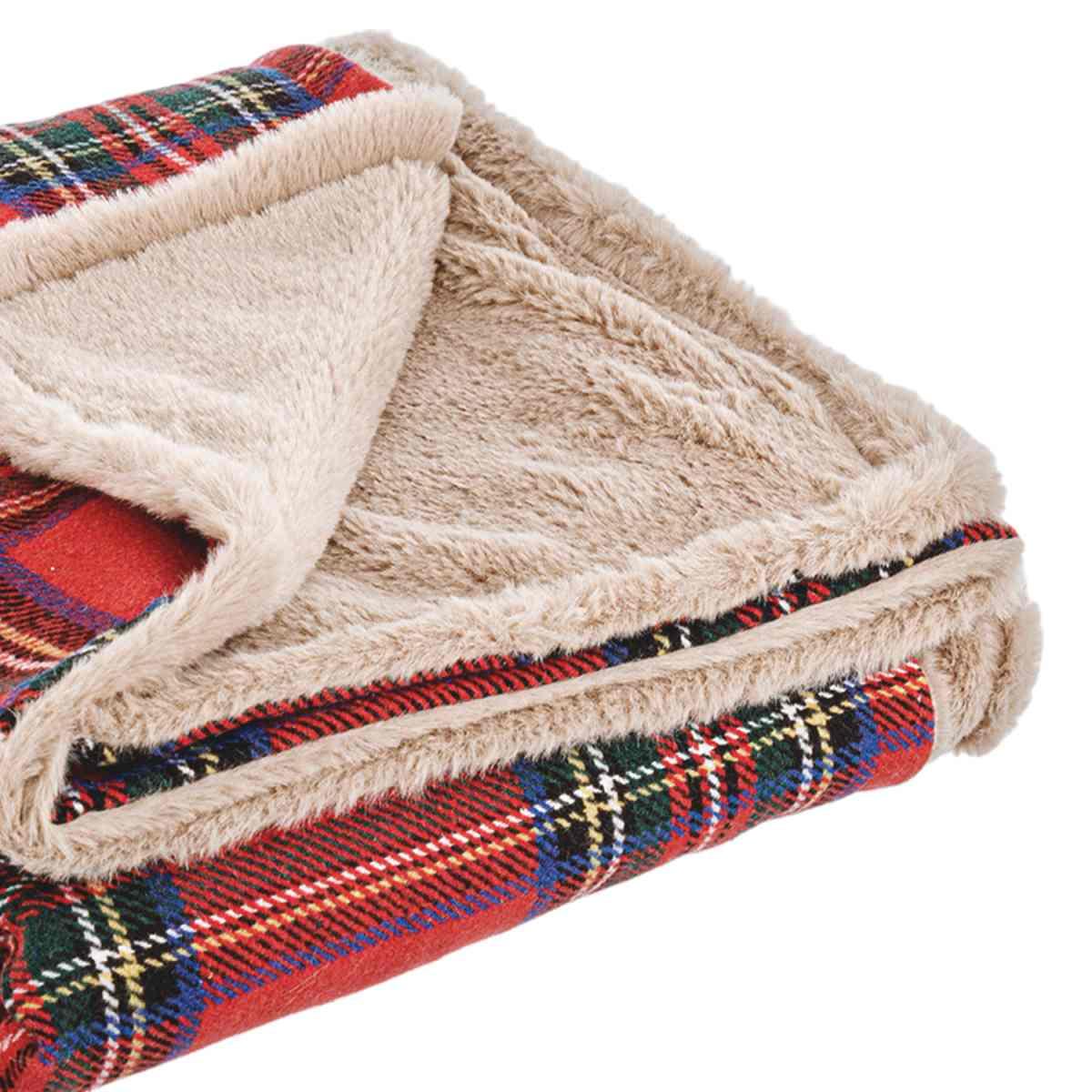 Coperta plaid natale tartan scozzese 120 x 100 cm