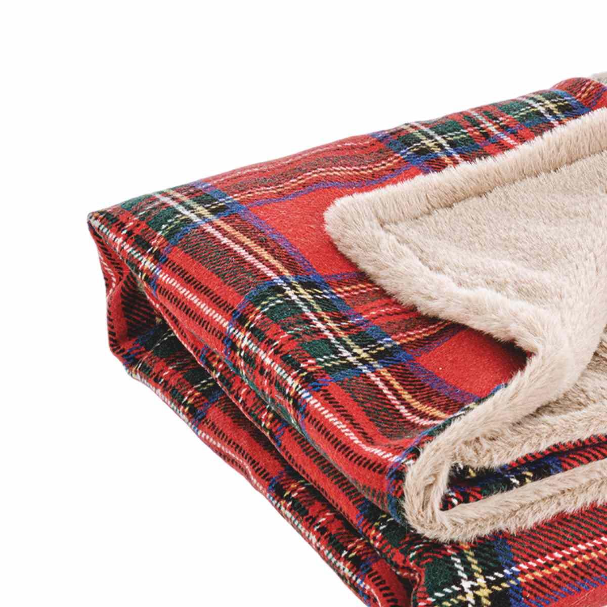 Coperta plaid natale tartan scozzese 120 x 100 cm