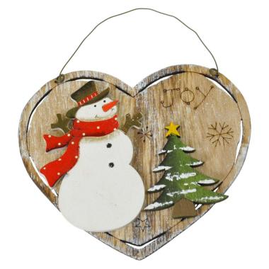 Decorazione natalizia cuore legno natale scritta 13 x 12 cm
